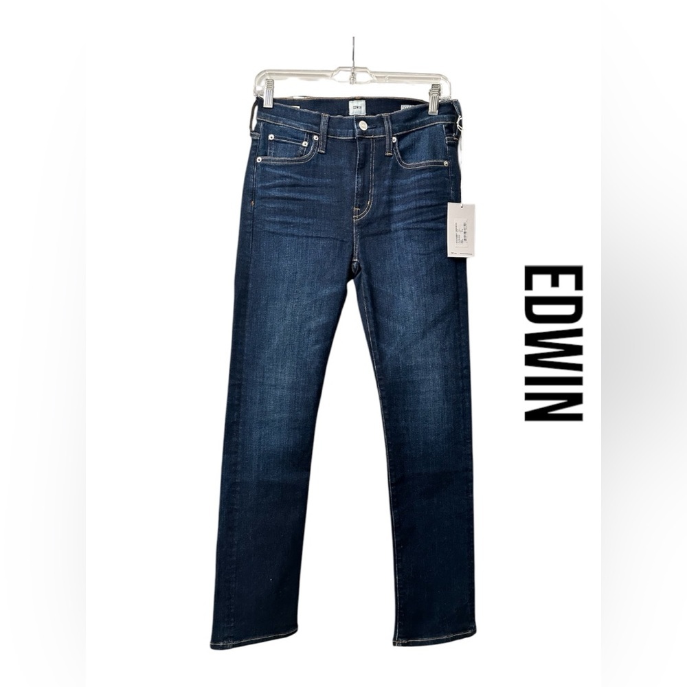 EDWIN Jeans Elin Mid Rise Straight Leg Crop Blue Women Size 26 NWT